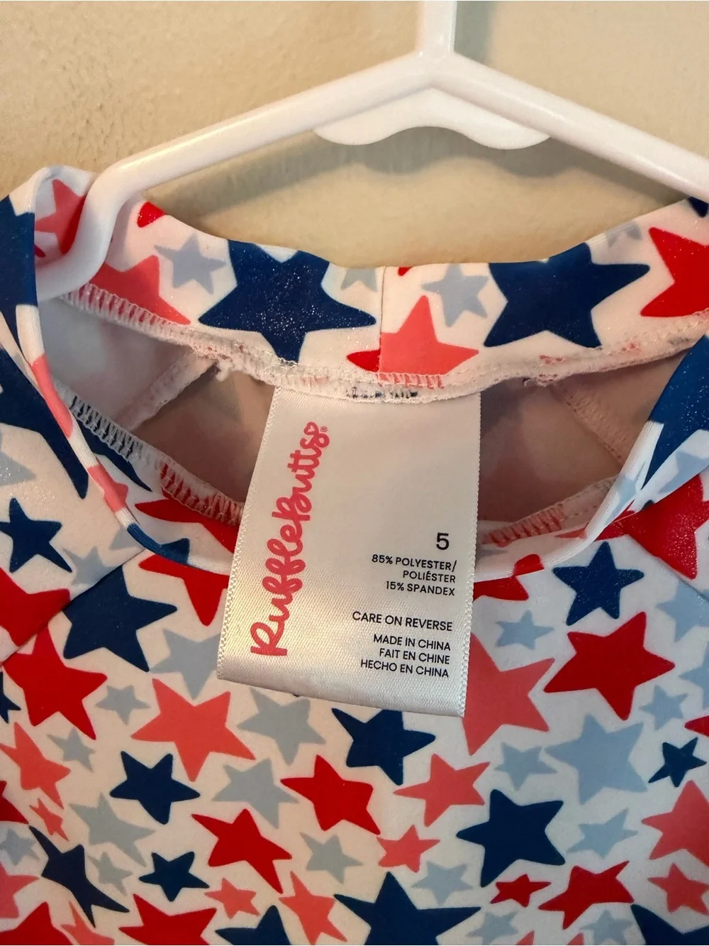 Ruffle Butts Kids Star-Print Rash Guard Swim Set - Red, White & Blue